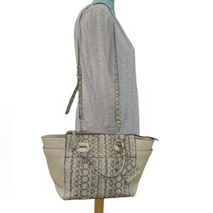 Guess Lakeshore Collection Handbag  Python Texture Beige and Black